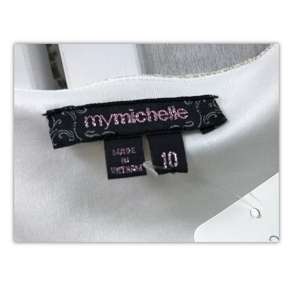 My Michelle, girl, dress, white/gold, size 10.: - Picture 8 of 8